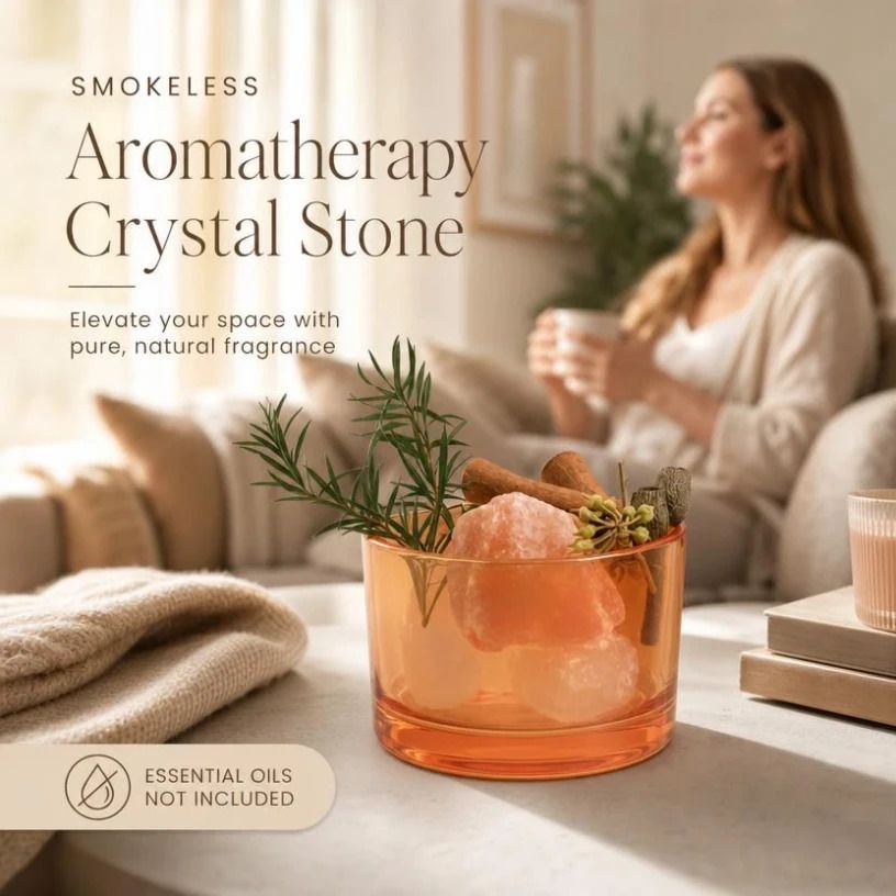 Crystal Stone Flameless Diffuser, Vibrant Orange (Oil Not Included), Holiday Present