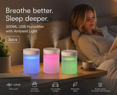 3 Pack USB Humidifier White, Home Gift Pack