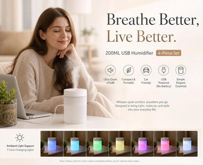 4 Pack USB Humidifier White, Bulk Holiday Gift