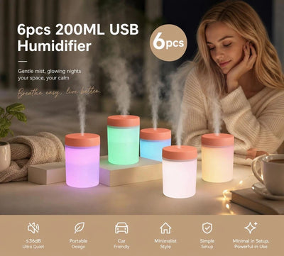 6 Pack USB Humidifier Pink, Multi-Purpose Gift Set