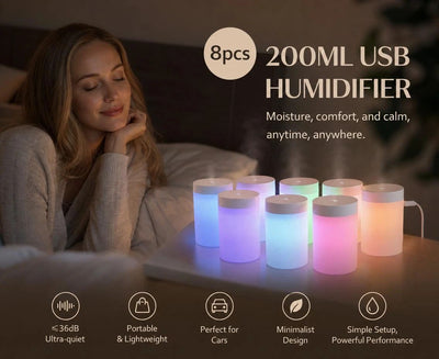 8 Pack USB Humidifier White, Bulk Christmas Hamper Fillers