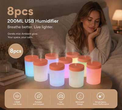 8 Pack USB Humidifier Pink, Office Holiday Gift Pack