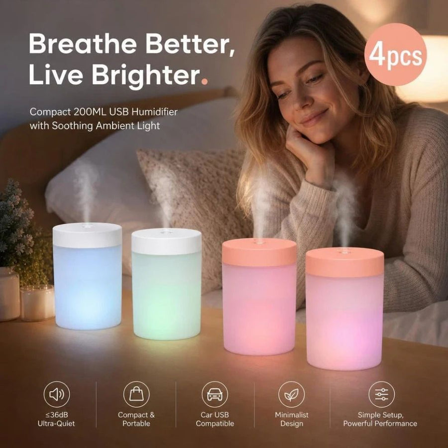 4 Pack White & Pink USB Humidifier Mixed Bundle