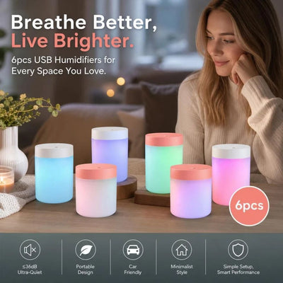 6 Pack White & Pink USB Humidifier Mixed Pack
