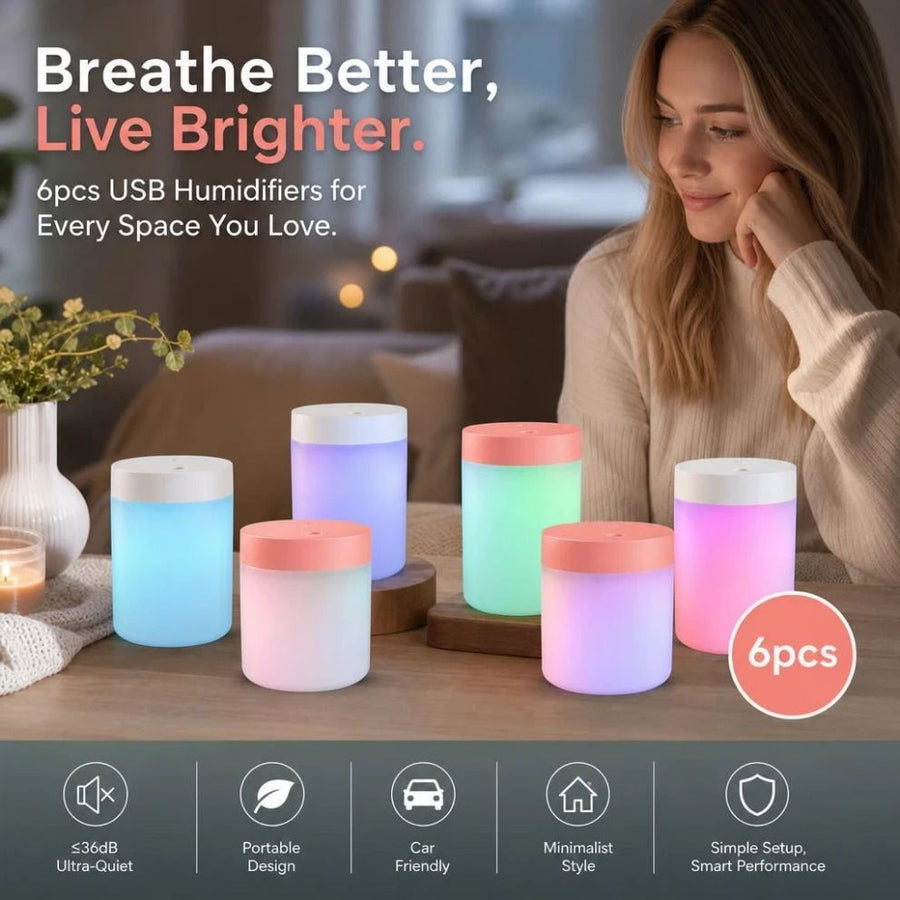 6 Pack White & Pink USB Humidifier Mixed Pack