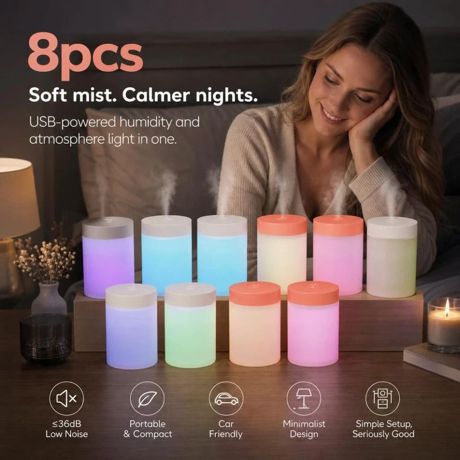 8 Pack White & Pink USB Humidifier Mixed Bulk Set