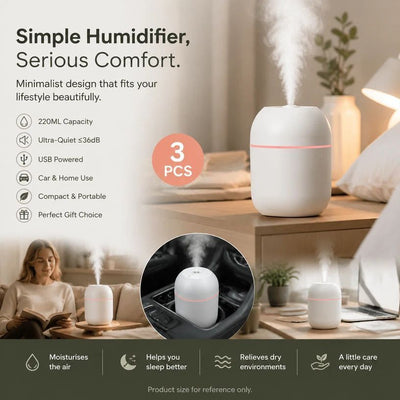 3 Pack Water Drop Humidifier Glacier White, Bedroom Xmas Bundle