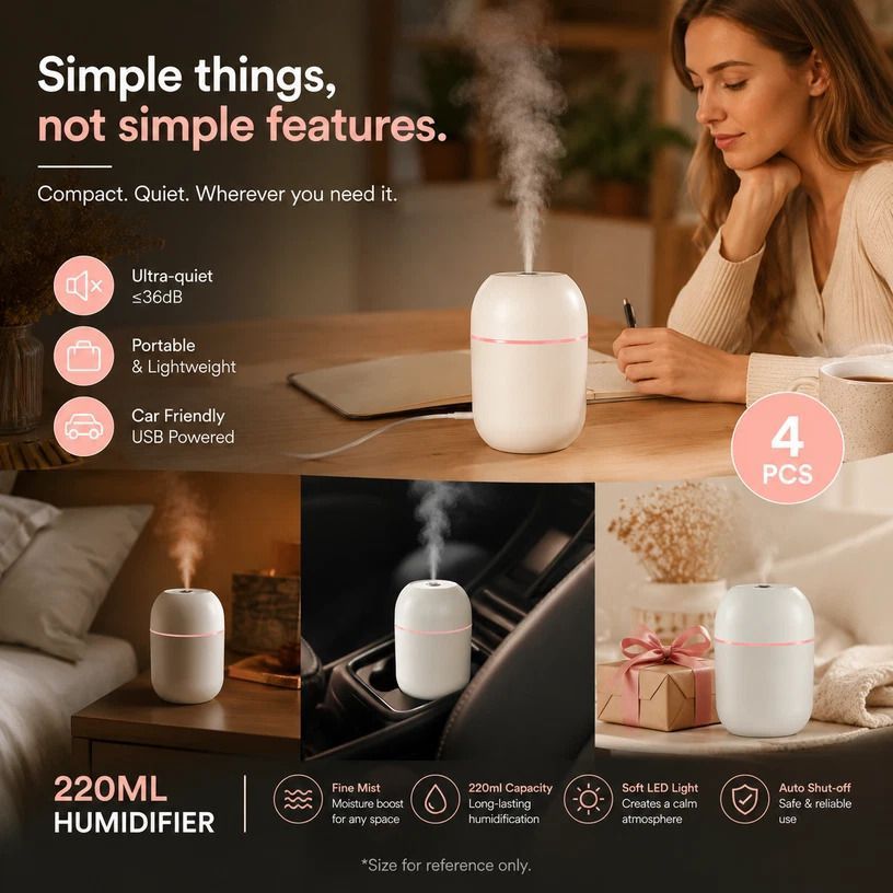 4 Pack Water Drop Humidifier Glacier White, Decor Gift Pack