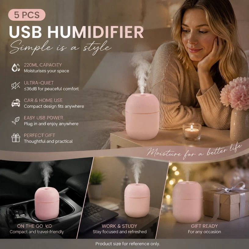 5 Pack Water Drop Humidifier Nordic Pink, Wholesale Xmas Pack