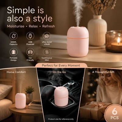6 Pack Water Drop Humidifier Nordic Pink, Christmas Hamper Fillers