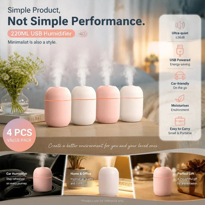 4 Pack Nordic Pink & Glacier White Humidifier Mixed Bundle