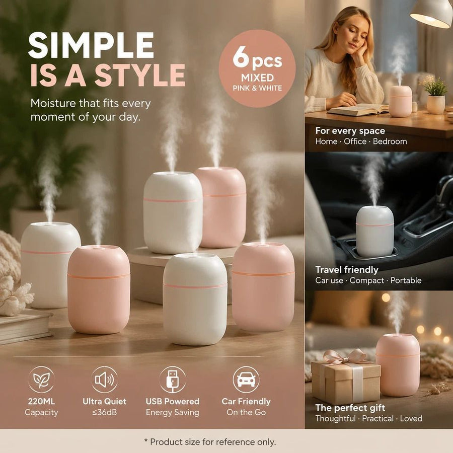 6 Pack Nordic Pink & Glacier White Humidifier Mixed Pack