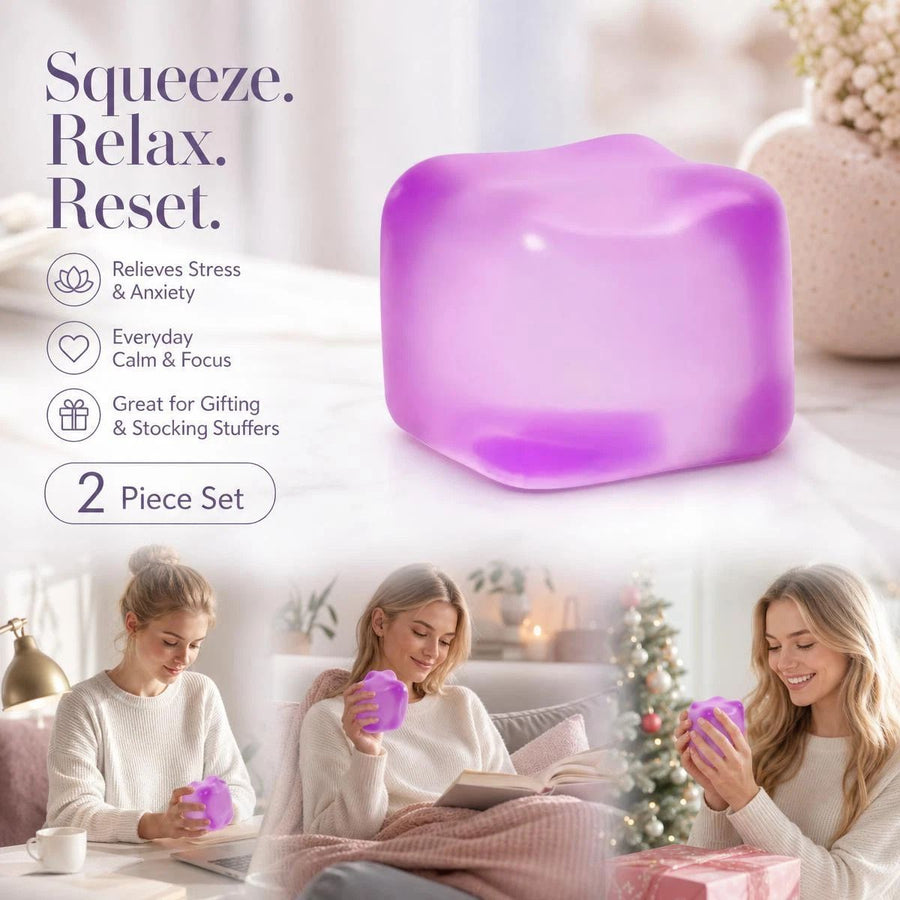 2 Pack Purple Ice Cube Squishy, Dual Soft Texture To Stabilize Mood, Holiday Bundle