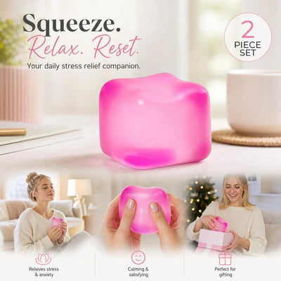 2 Pack Pink Ice Cube Squishy, Gentle Squish To Let Go Daily Worries, Stocking Pair