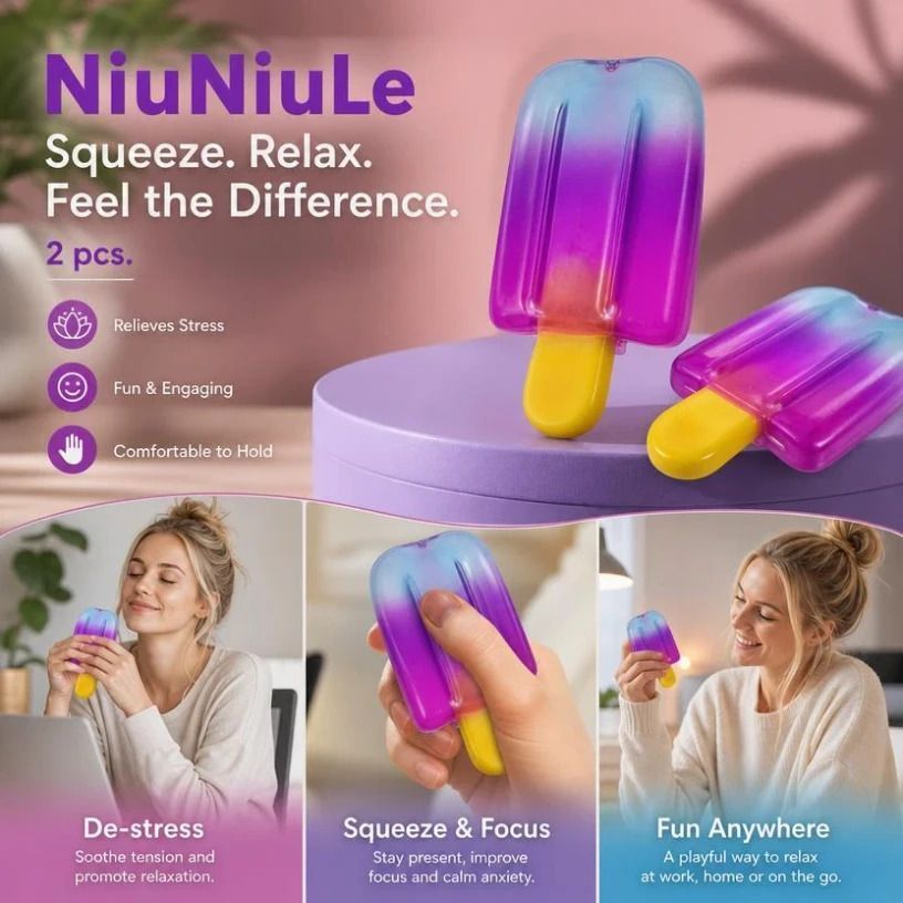 2 Pack Purple Popsicle Squishy, Dual Squeeze To Lighten Mental Burden, Xmas Pack