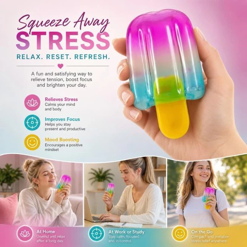 2 Pack Blue Popsicle Squishy, Double Relief To Clear Busy Thoughts, Party Set