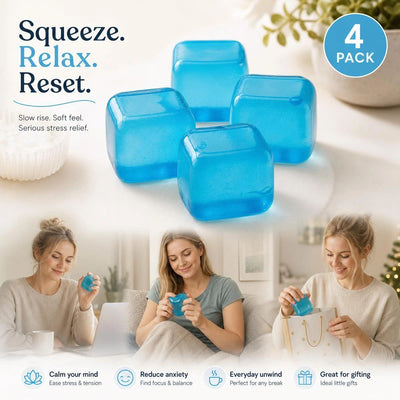 4 Pack Blue Ice Cube Squishy, Multiple Squish For Long Lasting Stress Relief, Xmas Gift