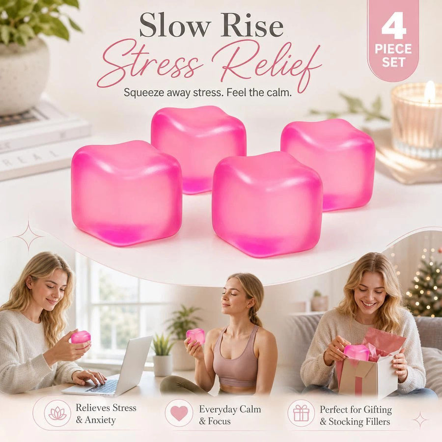 4 Pack Pink Ice Cube Squishy, Soft Squish Set To Relieve Constant Fatigue, Daily Xmas Pack