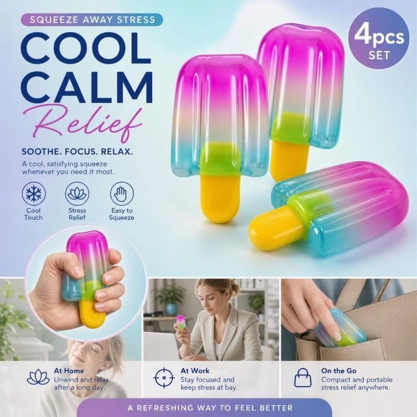 4 Pack Blue Popsicle Squishy, Assorted Squish To Calm Overthinking, Party Pack