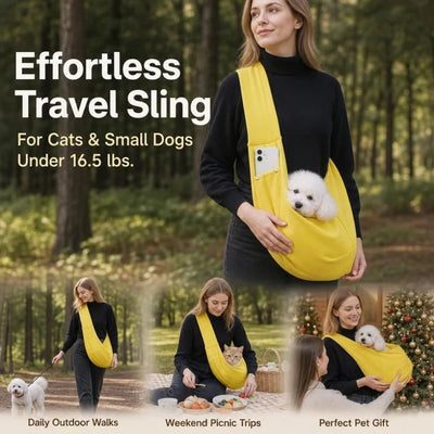 Breathable Cat Carrier Up To 16.5lbs, Yellow With Phone Pocket, Cheerful Short Trip Pet Bag