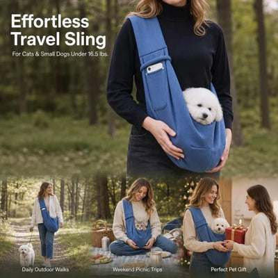 Breathable Cat Carrier Up To 16.5lbs, Navy Blue With Phone Pocket, Snug Long Journey Carrier