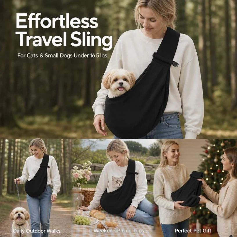 Breathable Cat Carrier Up To 16.5lbs, Black No Phone Pocket, Simple Lightweight Daily Carrier