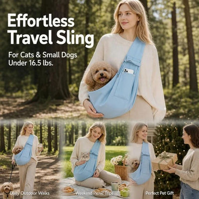 Breathable Cat Carrier Up To 16.5lbs, Light Blue With Phone Pocket, Fresh Refreshing Outdoor Bag