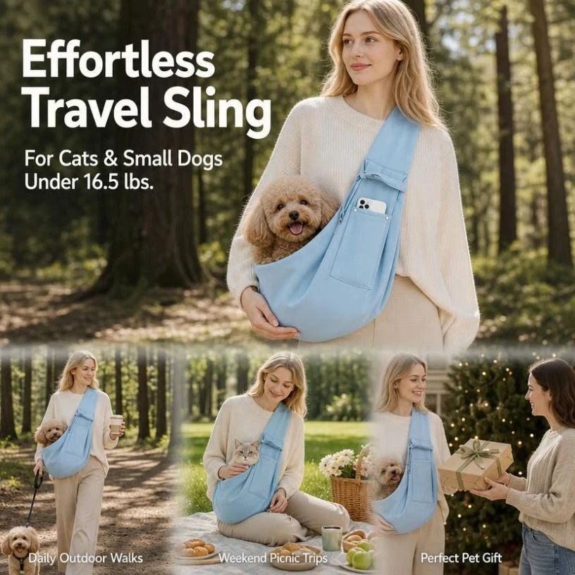 Breathable Cat Carrier Up To 16.5lbs, Light Blue With Phone Pocket, Fresh Refreshing Outdoor Bag