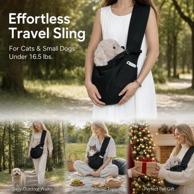 Solid Color Cat Carrier Up To 16.5lbs, Black With Phone Pocket, Plain Elegant Daily Walk Bag