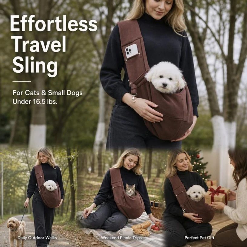 Solid Color Cat Carrier Up To 16.5lbs, Coffee With Phone Pocket, Mellow Low-Key Trip Bag