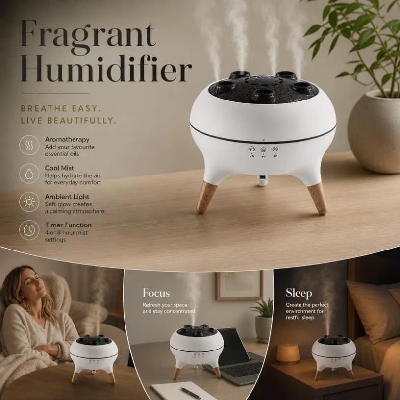Floating Jellyfish Essential Oil Humidifier, Voice Control Color Light, Cozy Bedroom Sleep Aid