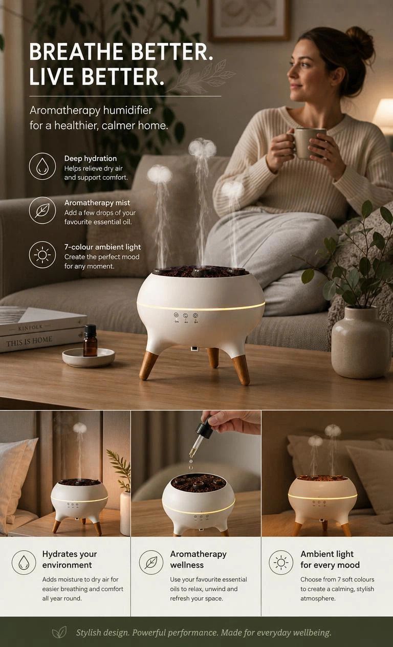 Dreamy Jellyfish Oil Diffuser, Music Linked Color Shift, Ultra Quiet For Nighttime Rest