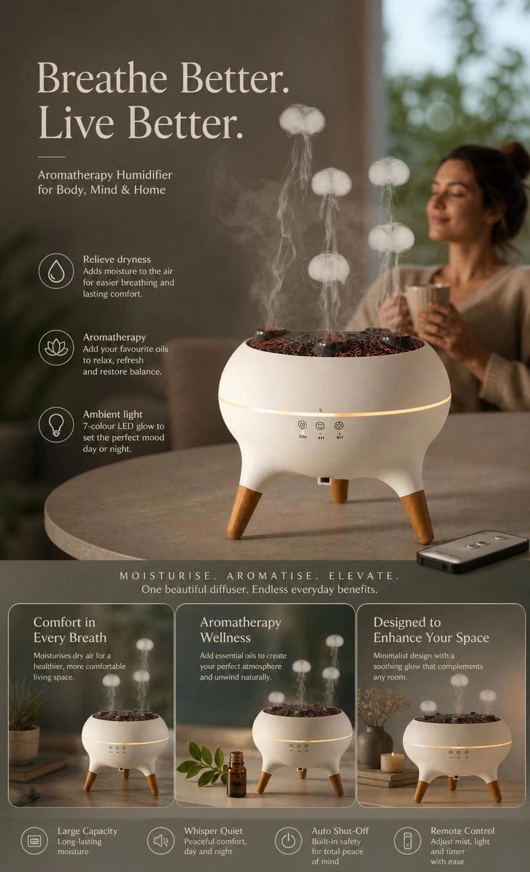 Smart Sound Pickup Jellyfish Diffuser, Flowing Color Light, Moisturizing Fragrance Device