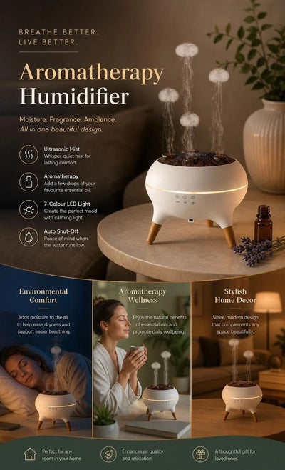 Magical Jellyfish Aroma Mist Maker, Beat Sync RGB Light, Relax Gift For Family Bedroom
