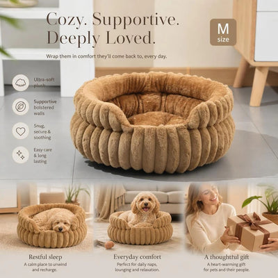 Moisture Resistant Notch Pet Nest, Coffee M Size, Comfortable Deep Sleep Space
