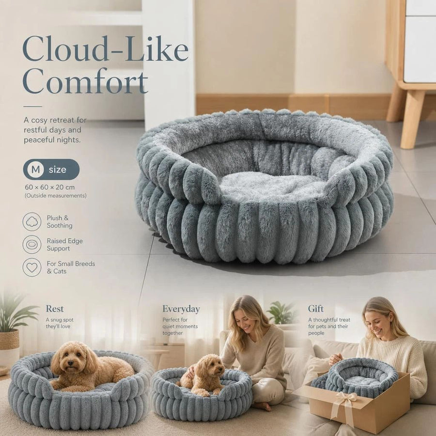 All Weather Notch Pet Sleeping Nest, Grey M Size, Support Joint Relief For Pets