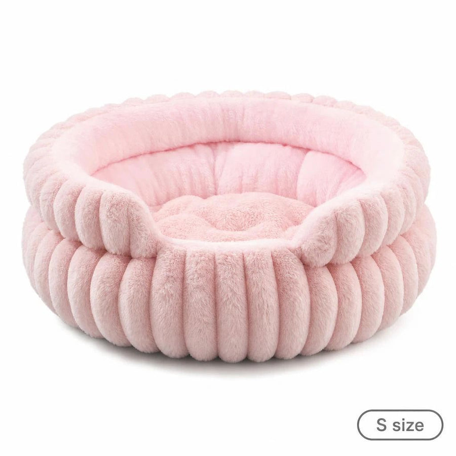 Cozy Four Season Notch Dog Bed, Pink M Size, Perfect Pet Relaxation Gift