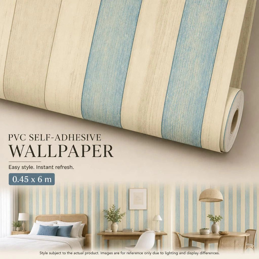 Self Adhesive Retro Wood Wallpaper 0.45x6M, Cream Yellow Wood Grain, Gentle Wall Decor