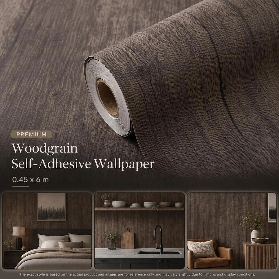 Self Adhesive Retro Wood Wall Covering 0.45x6M, Light Brown Wood Grain, Multi-Scene DIY Sticker