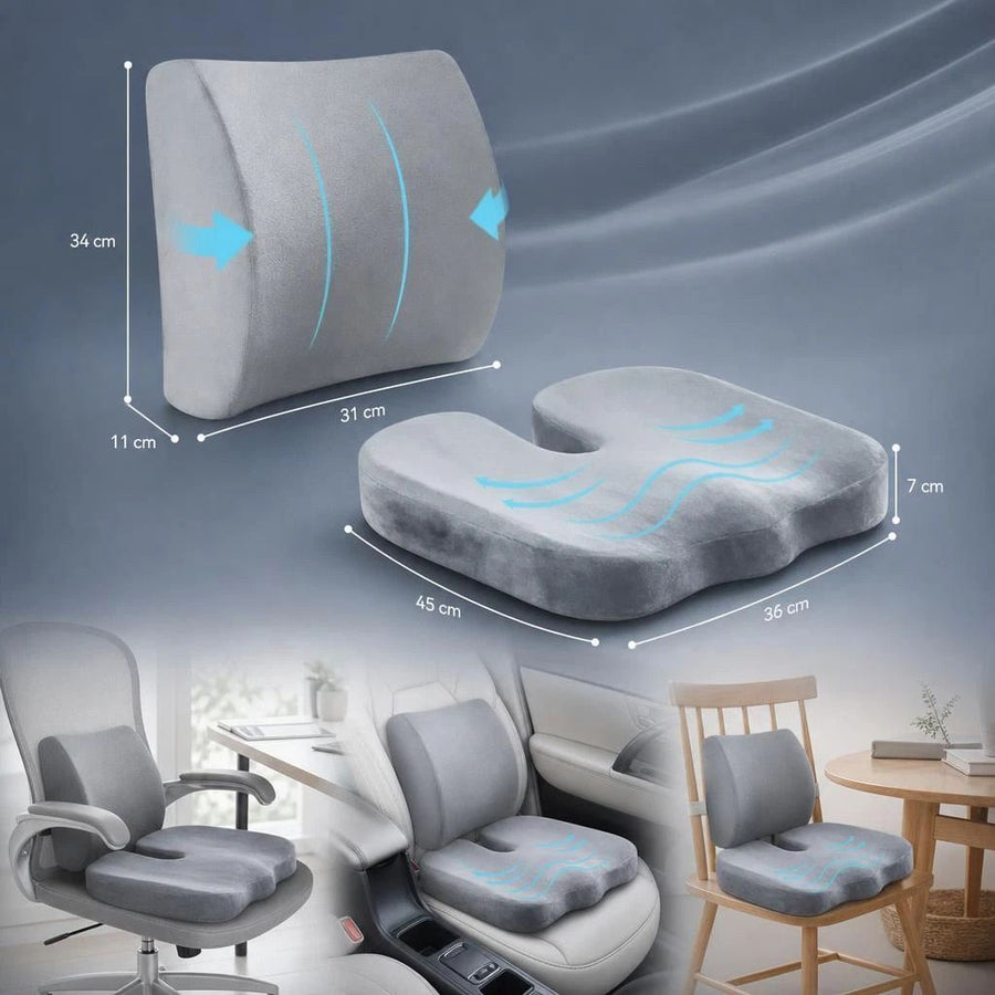 Grey Crystal Velvet Seat Waist Cushion Combo 45x36x7, Comfort All Scenario Set