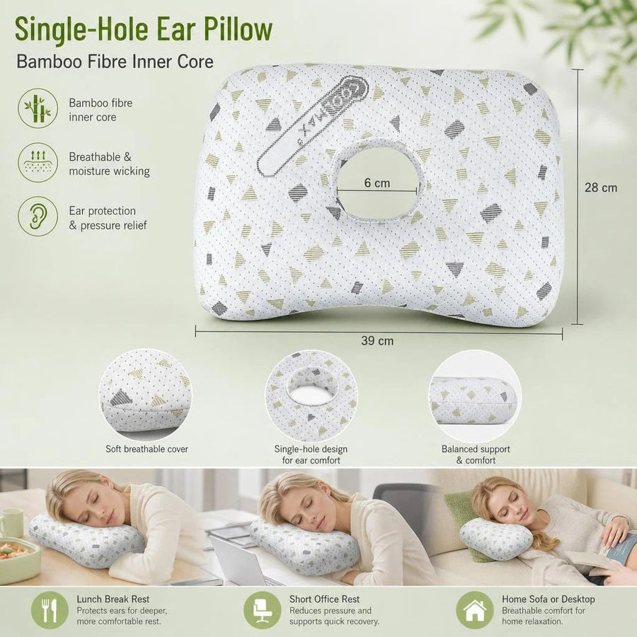 Pressure Free Ear Pillow 39x28x6, Bohr Grey, Avoid Ear Soreness With Headphones