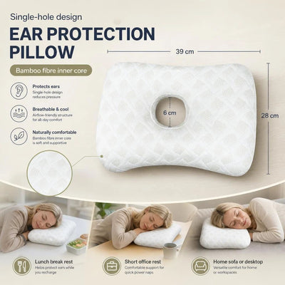 Skin-Friendly Single Hole Ear Pillow 39x28x6, Premium Soft Fabric, All Night Cozy Sleep