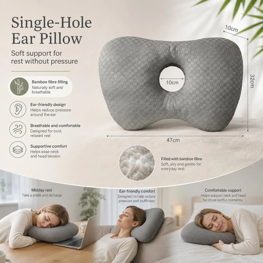 Oversized Ear Care Sleeping Pillow 47x32x10, Grey, Spacious For Heavy Side Sleepers