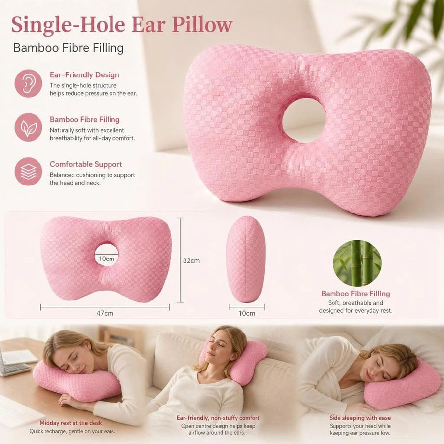 Big Size Pressure Relief Ear Pillow 47x32x10, Pink, Thoughtful Gift For Long Hours Rest