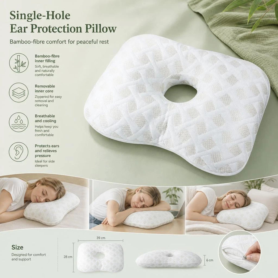 Detachable Washable Liner Ear Pillow 39x28x6, White, Convenient Daily Cleaning