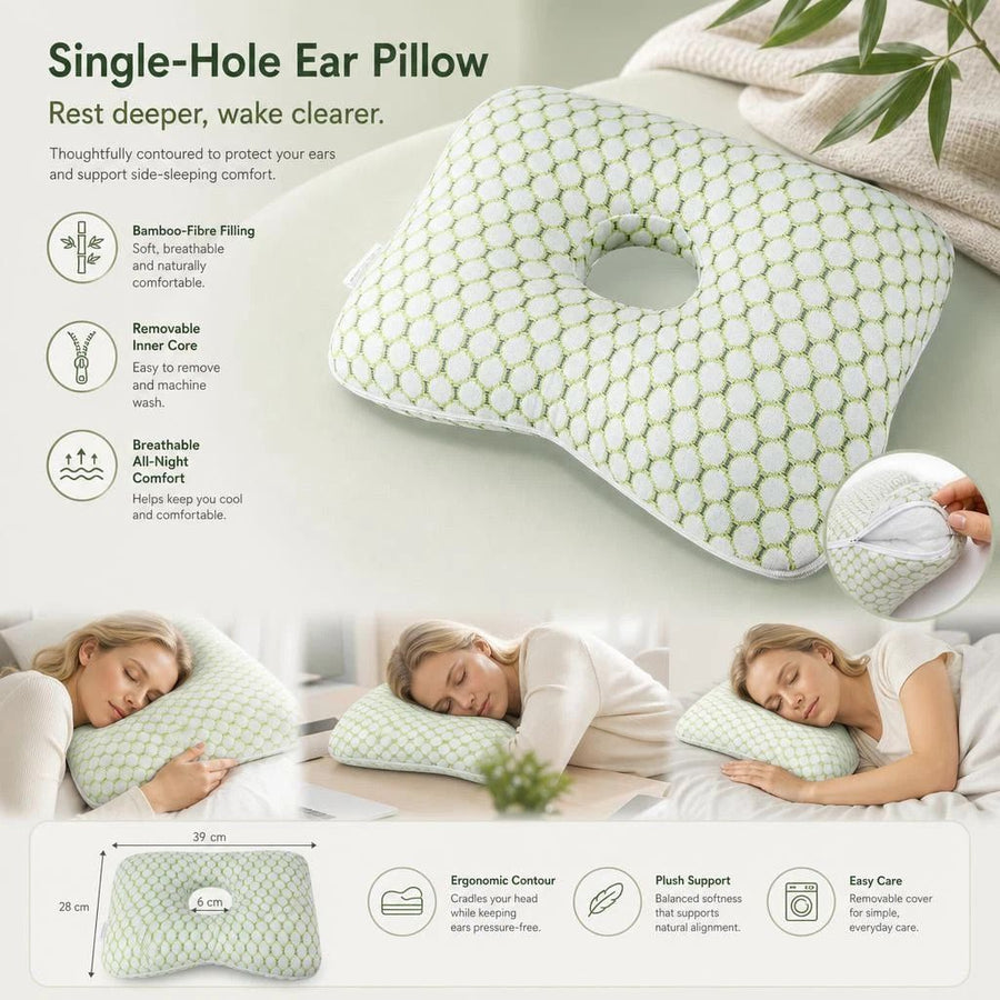 Washable Inner Ear Pillow 39x28x6, Green, Keep Fresh For Long-Term Use