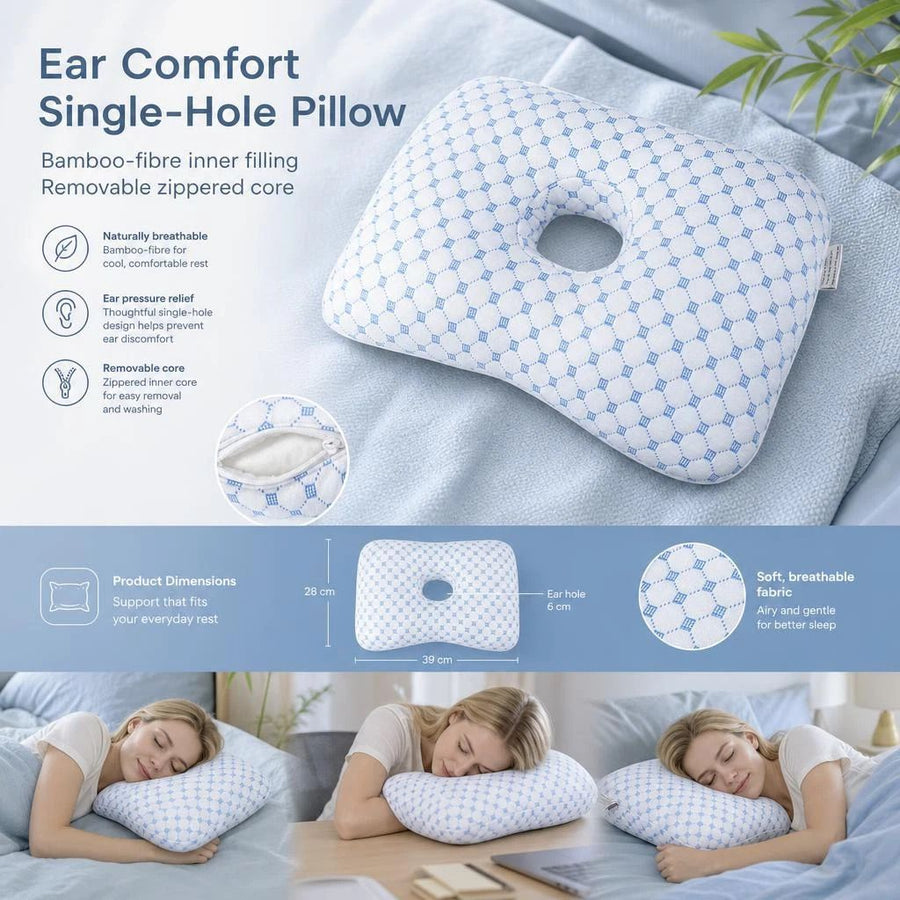 Detachable Liner Ear Care Pillow 39x28x6, Ice Blue, Cool Touch & Easy To Clean