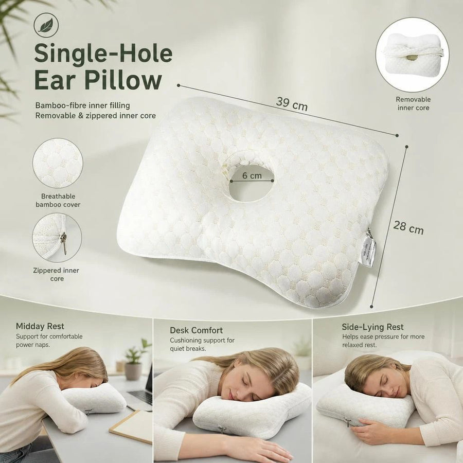 Removable Core Single Hole Ear Pillow 39x28x6, Gold, Elegant Bedroom Cushion