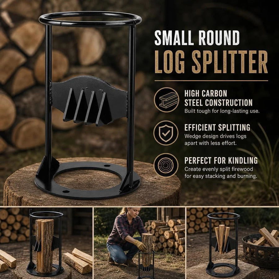 Manual Log Splitter Round Base 19cm, Lightweight Portable Camping Firewood Separator