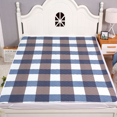 Washable Incontinence Bed Pad 100x150cm, 4-Layer Absorbent Waterproof Mattress Protector, Anti-Slip Back, Classic Blue Plaid, Daily Care For Seniors